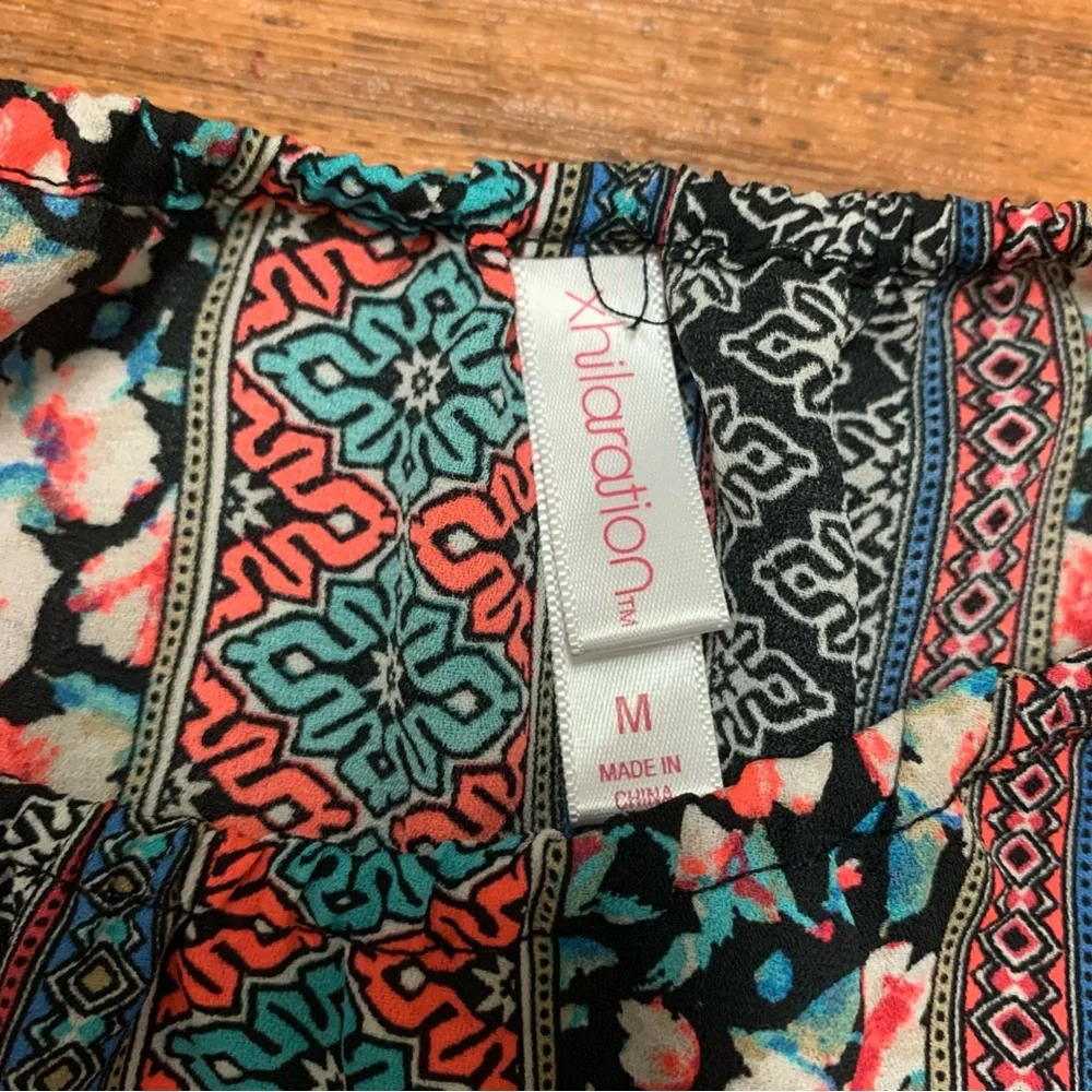 Xhilaration Girl's Multicolor Boho Romper Elastic Waist - Size M (7) W/Pockets